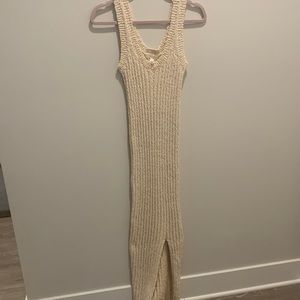 Cream thick sweater tank dress